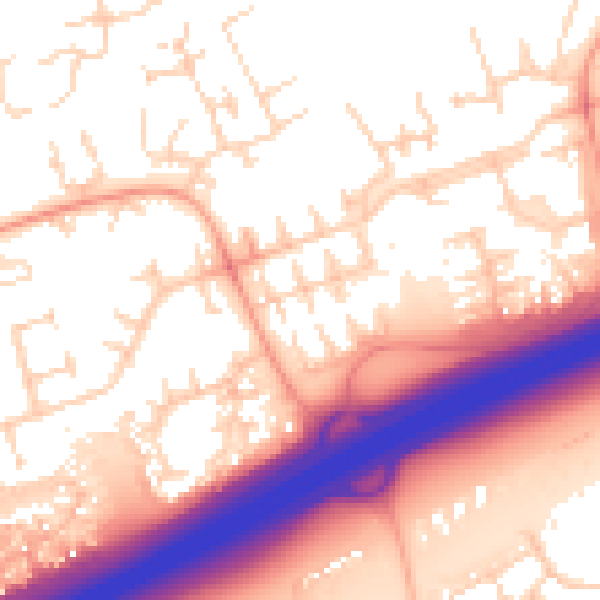 Daytime road noise heatmap for PE2 5PT