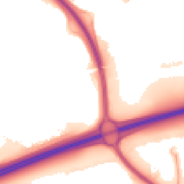 Night-time road noise heatmap for PE2 5QB