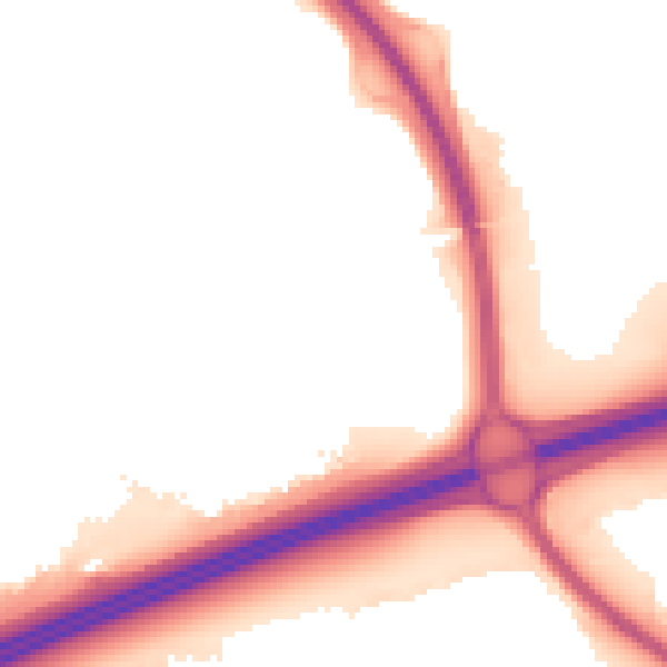 Night-time road noise heatmap for PE2 5QE