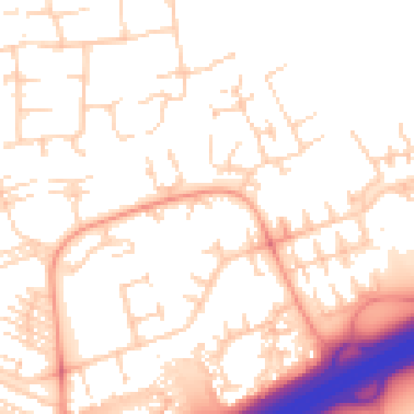 Daytime road noise heatmap for PE2 5QF