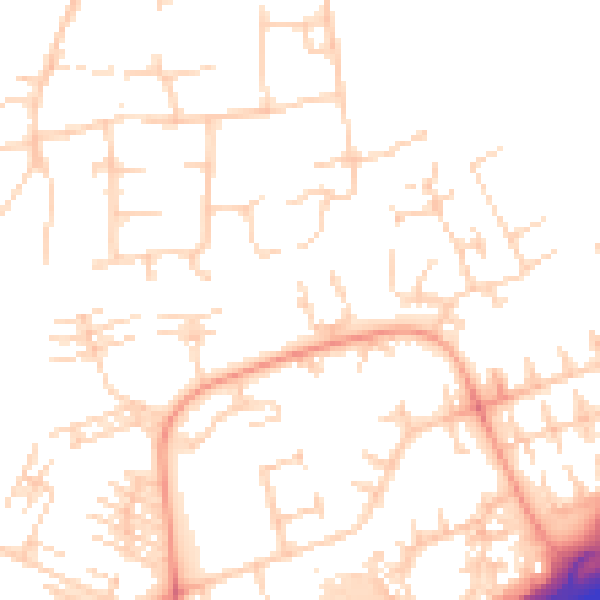 Daytime road noise heatmap for PE2 5QG