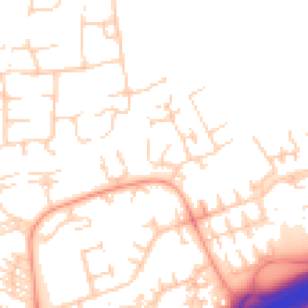 Daytime road noise heatmap for PE2 5QH