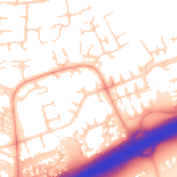 Daytime road noise heatmap for PE2 5QN