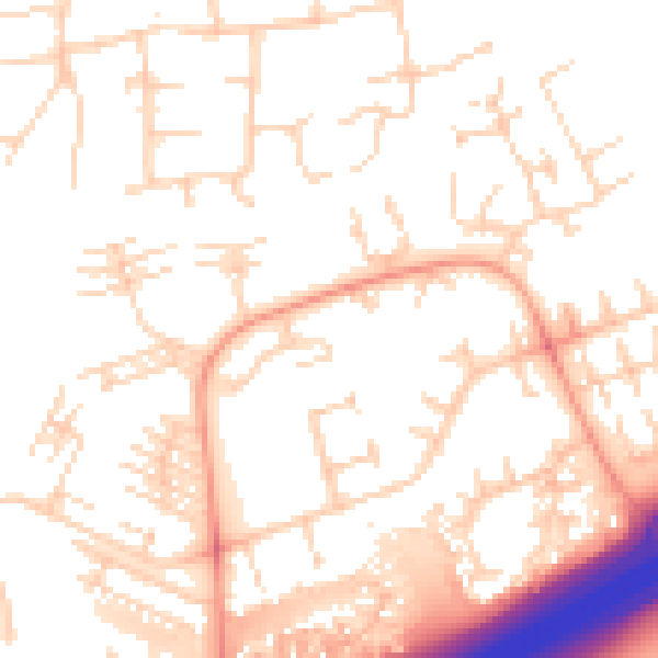 Daytime road noise heatmap for PE2 5QT