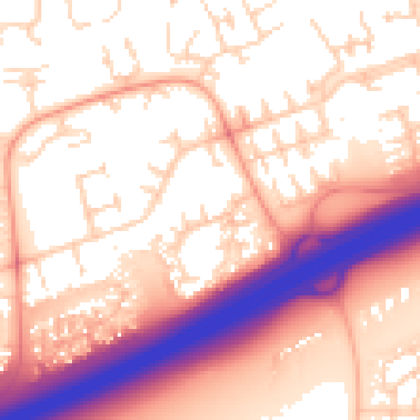 Daytime road noise heatmap for PE2 5QY
