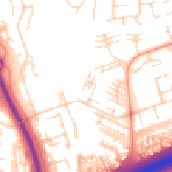 Daytime road noise heatmap for PE2 5RB