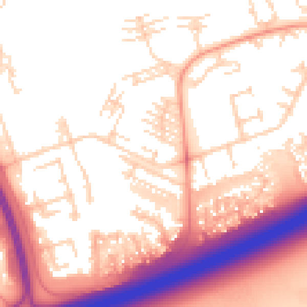 Daytime road noise heatmap for PE2 5RE