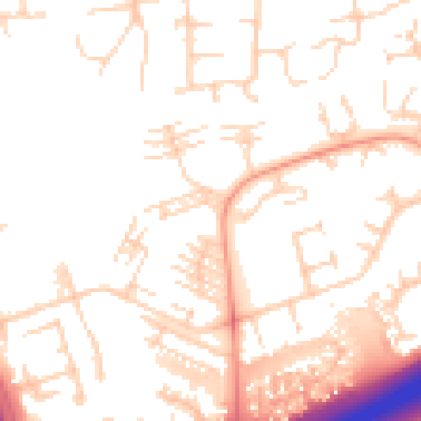 Daytime road noise heatmap for PE2 5RL