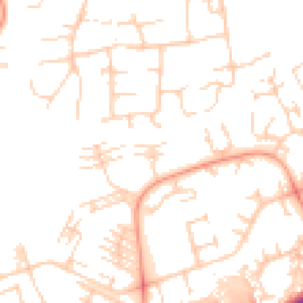 Daytime road noise heatmap for PE2 5RR