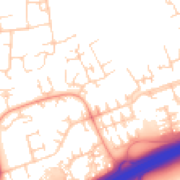 Daytime road noise heatmap for PE2 5RS
