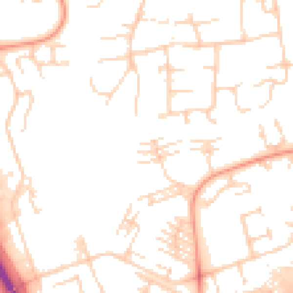 Daytime road noise heatmap for PE2 5RW