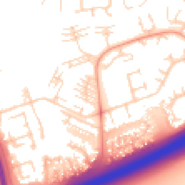 Daytime road noise heatmap for PE2 5RX
