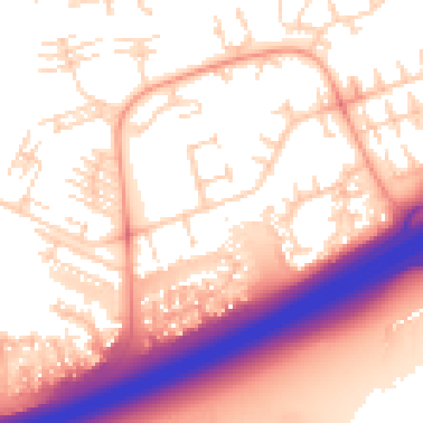 Daytime road noise heatmap for PE2 5SG