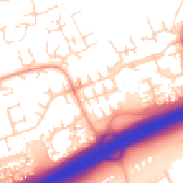 Daytime road noise heatmap for PE2 5SH