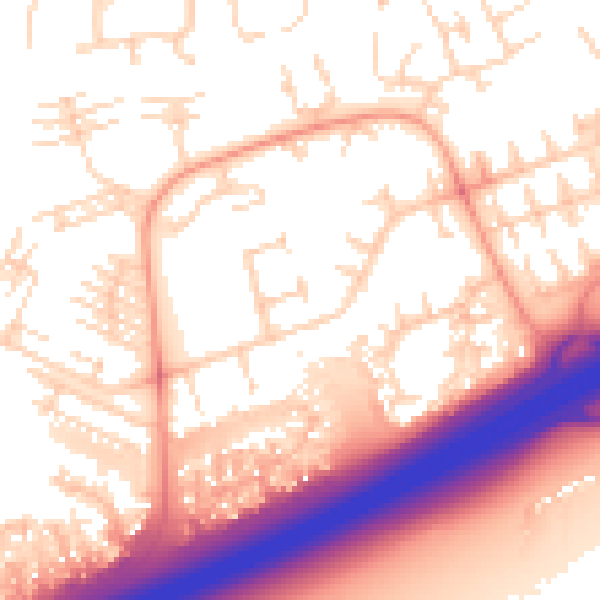 Daytime road noise heatmap for PE2 5SN