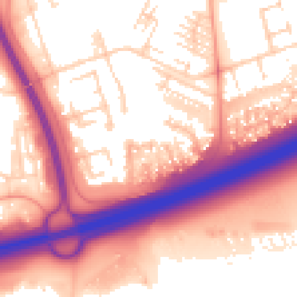 Daytime road noise heatmap for PE2 5SQ