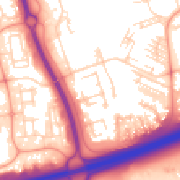 Daytime road noise heatmap for PE2 5SR
