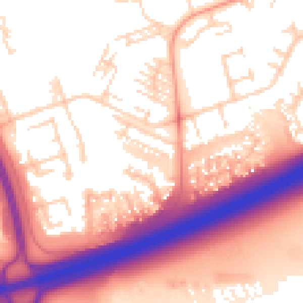 Daytime road noise heatmap for PE2 5TL