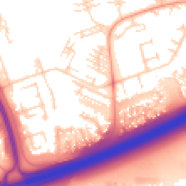Daytime road noise heatmap for PE2 5TN