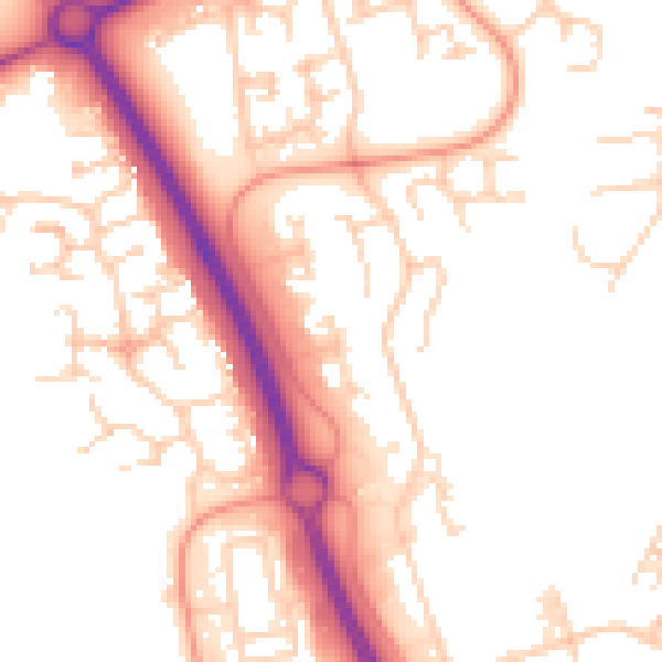Daytime road noise heatmap for PE2 5TS