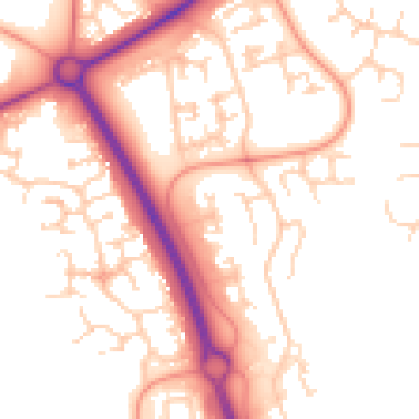 Daytime road noise heatmap for PE2 5TU
