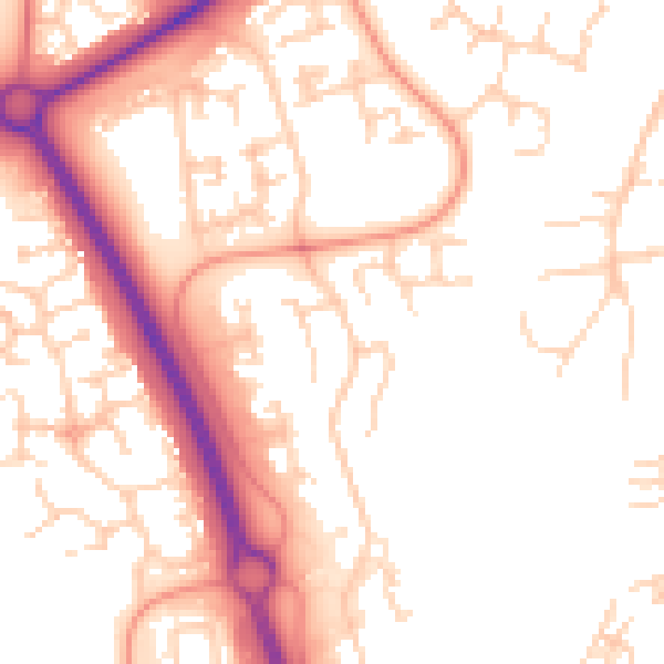 Daytime road noise heatmap for PE2 5TW