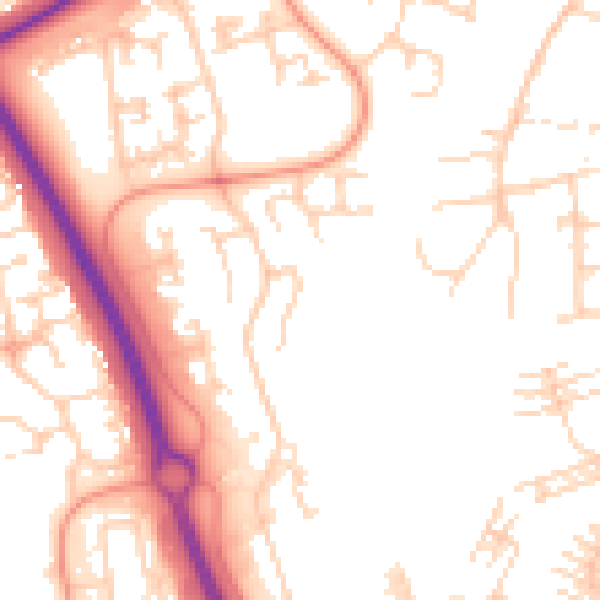 Daytime road noise heatmap for PE2 5TX
