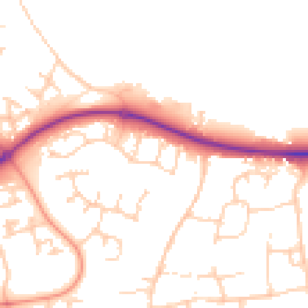 Daytime road noise heatmap for PE2 5UB