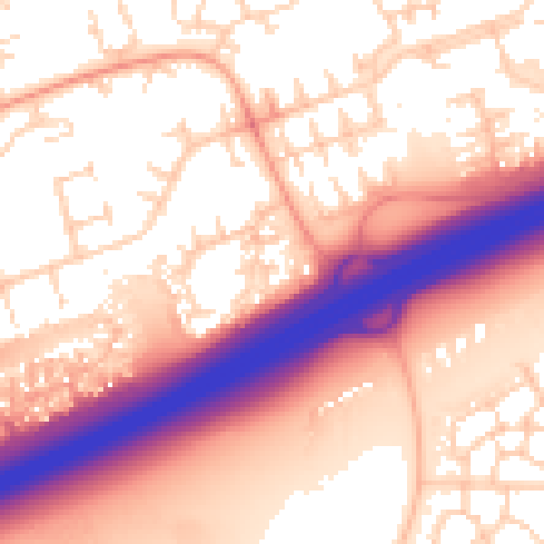 Daytime road noise heatmap for PE2 5UQ