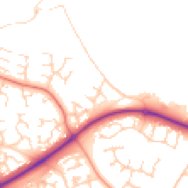 Daytime road noise heatmap for PE2 5XD