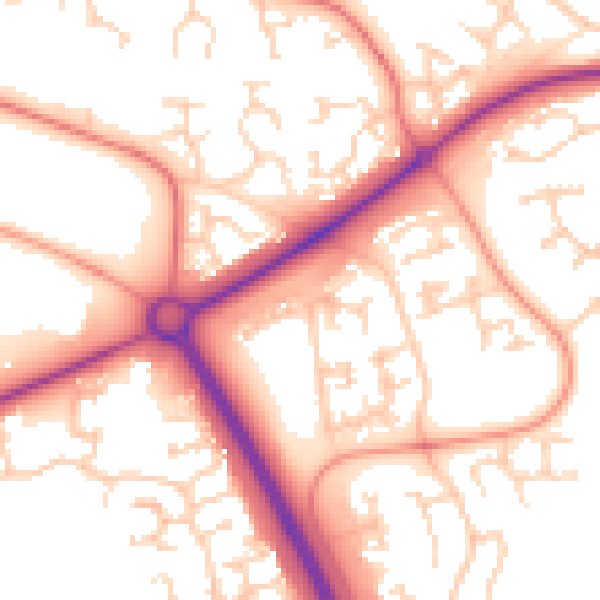 Daytime road noise heatmap for PE2 5XF