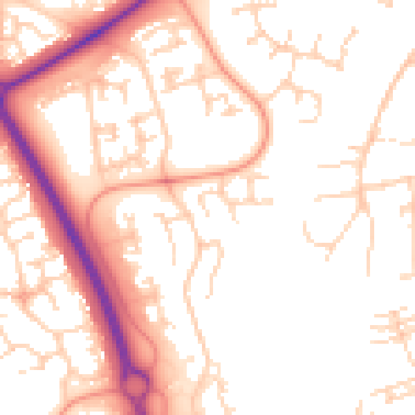 Daytime road noise heatmap for PE2 5XJ