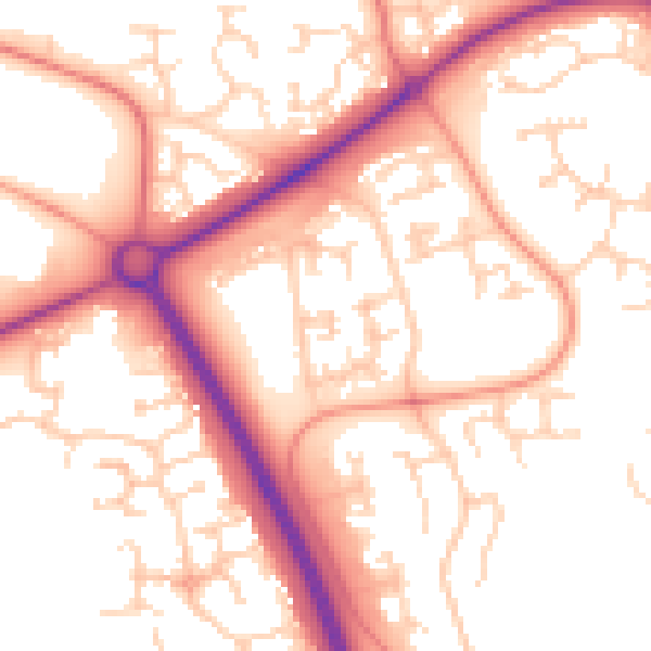 Daytime road noise heatmap for PE2 5XP