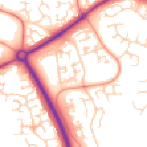 Daytime road noise heatmap for PE2 5XQ
