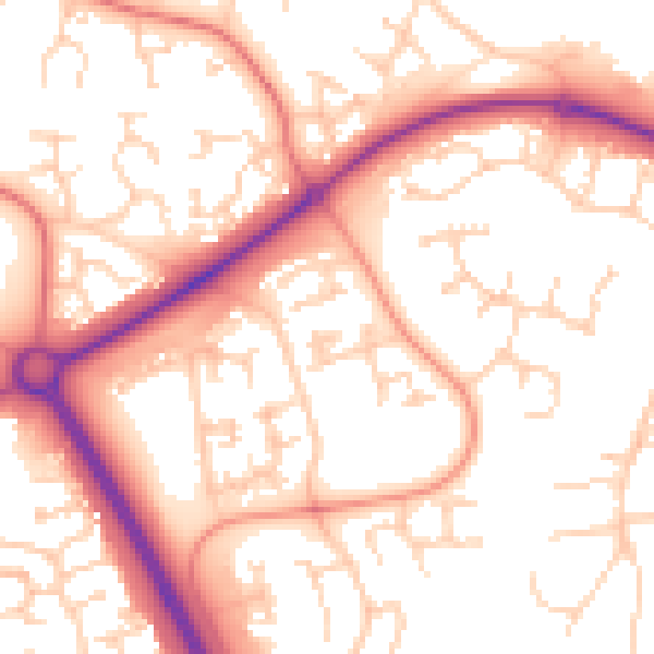 Daytime road noise heatmap for PE2 5YH