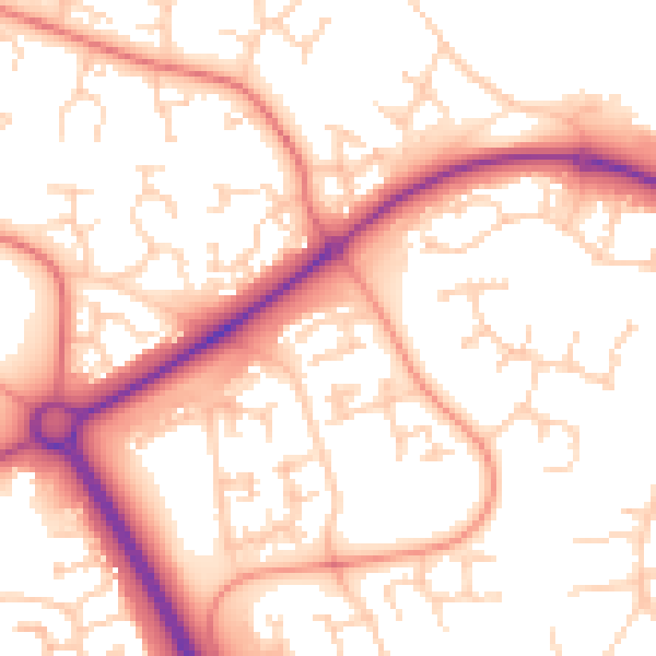 Daytime road noise heatmap for PE2 5YN