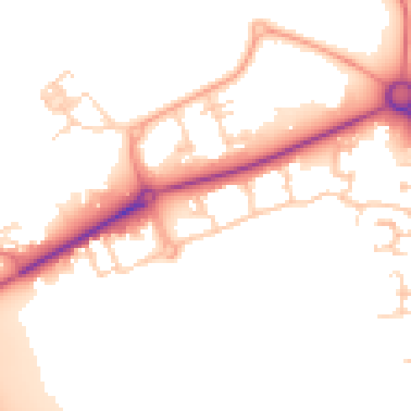 Daytime road noise heatmap for PE2 6BL