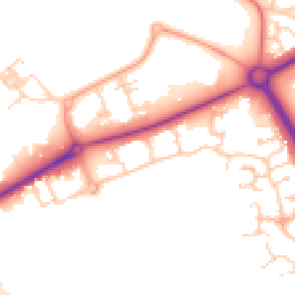 Daytime road noise heatmap for PE2 6BS