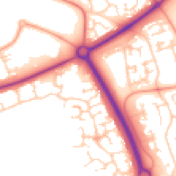 Daytime road noise heatmap for PE2 6BY