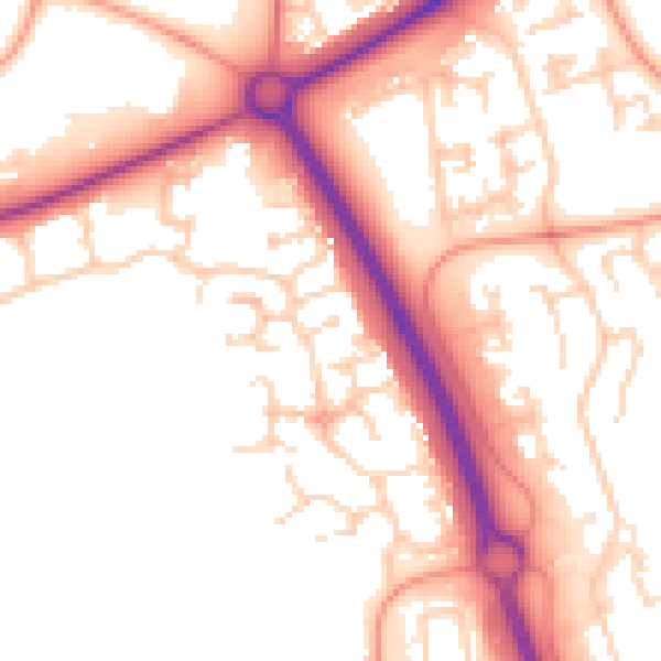 Daytime road noise heatmap for PE2 6DB
