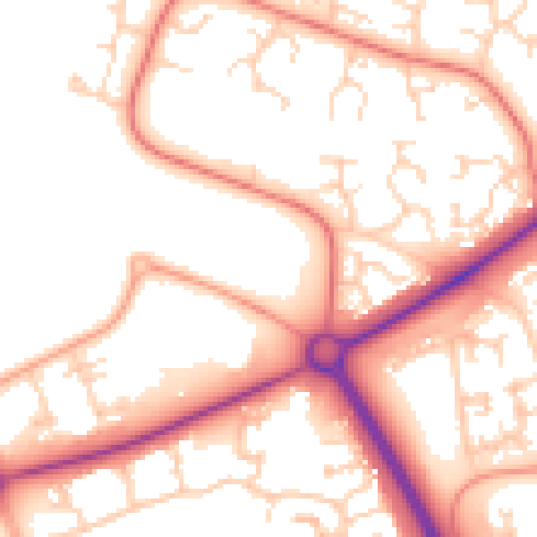 Daytime road noise heatmap for PE2 6DF