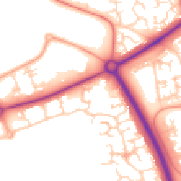 Daytime road noise heatmap for PE2 6DL