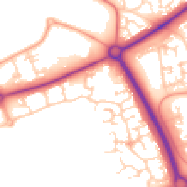 Daytime road noise heatmap for PE2 6DT