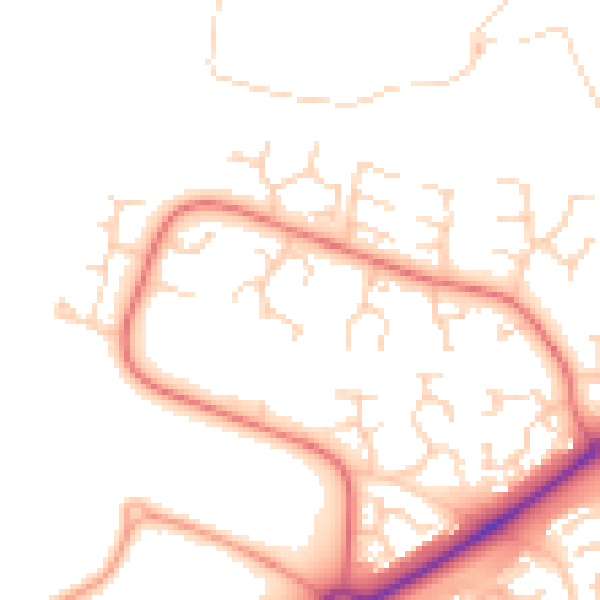 Daytime road noise heatmap for PE2 6FG