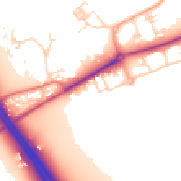 Daytime road noise heatmap for PE2 6HB