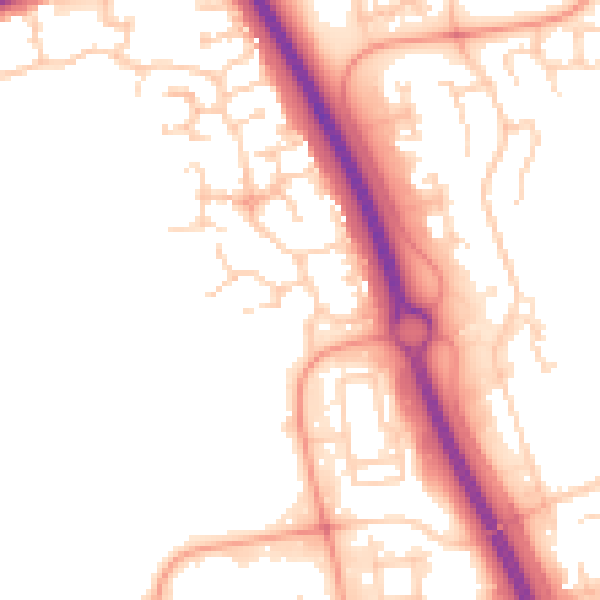 Daytime road noise heatmap for PE2 6SH