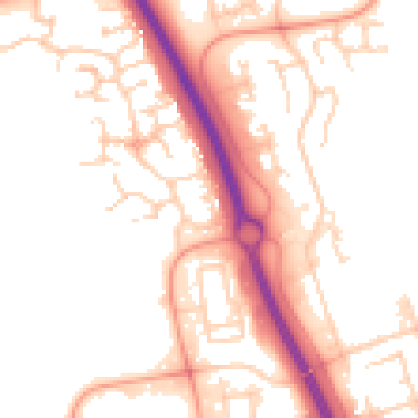 Daytime road noise heatmap for PE2 6SJ