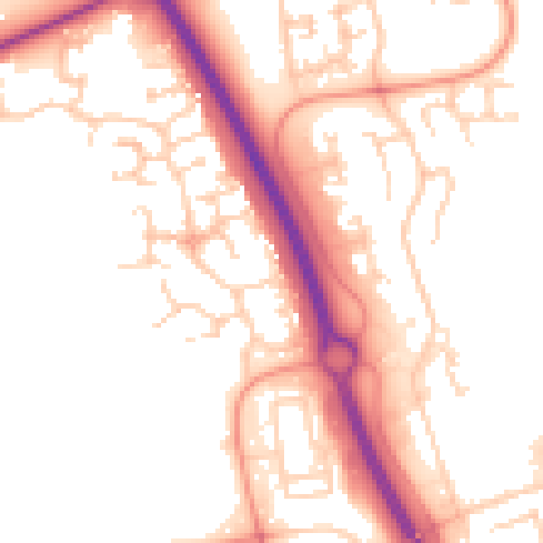 Daytime road noise heatmap for PE2 6SN