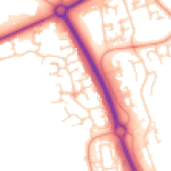 Daytime road noise heatmap for PE2 6SP