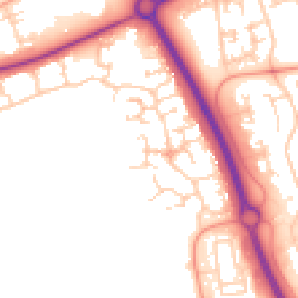 Daytime road noise heatmap for PE2 6SS